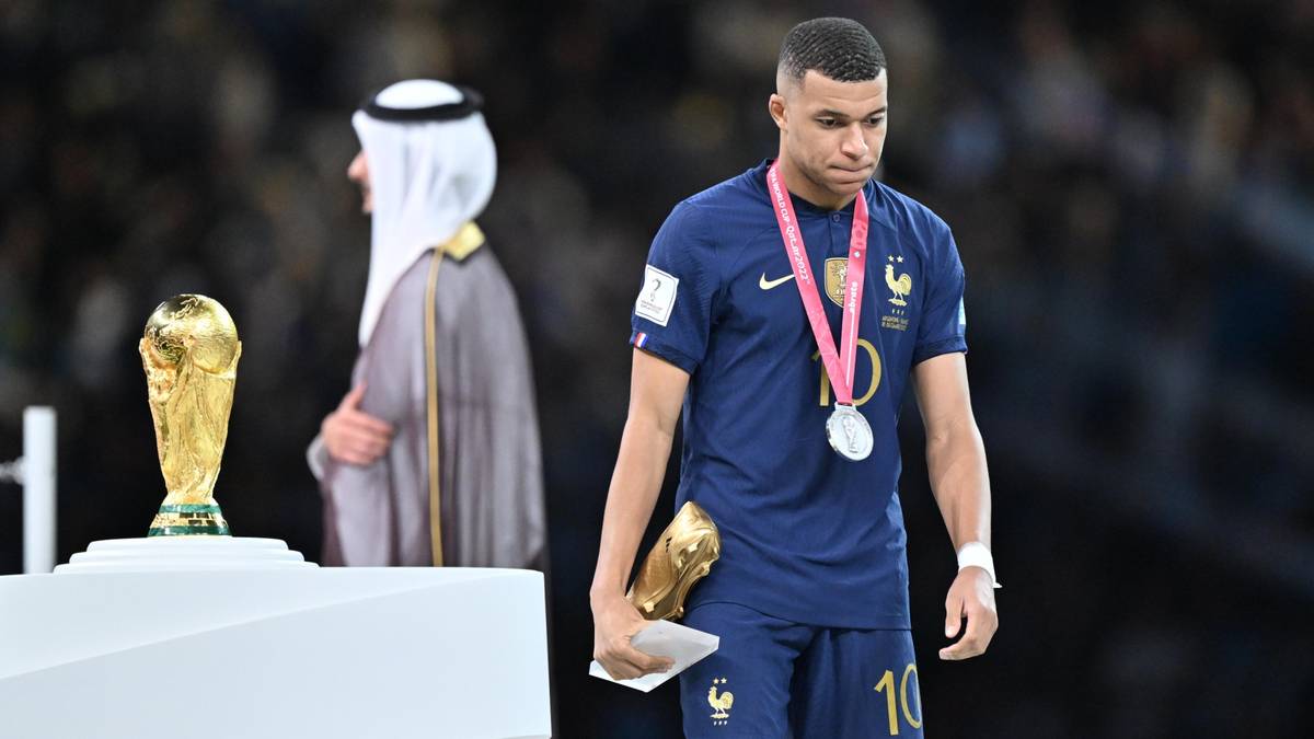 Mbappé celebra su tercer gol en la final del Mundial 2022 contra Argentina