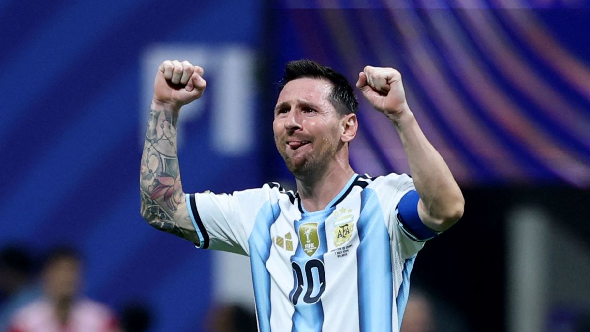 Jugadores argentinos celebrando uno de los tantos ante Egipto en el Mundial 2026