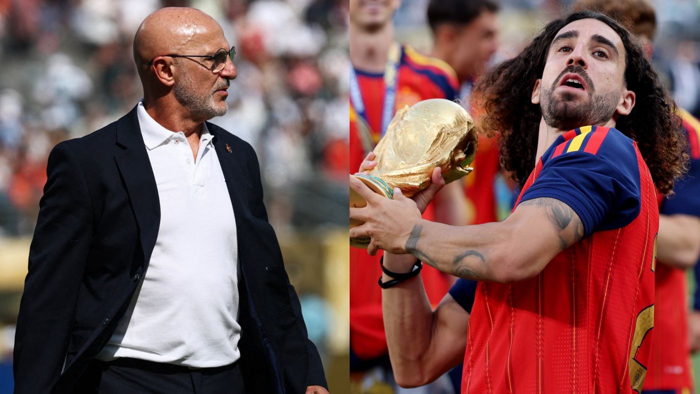 Marc Cucurella prometiendo tatuarse la cara de Luis de la Fuente tras el Mundial 2026