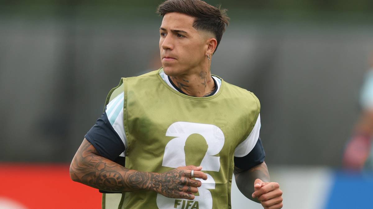 Enzo Fernandez entrenando con Argentina en el Mundial 2026