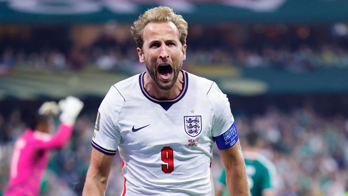 Harry Kane celebrando un gol con Inglaterra en el Mundial 2026