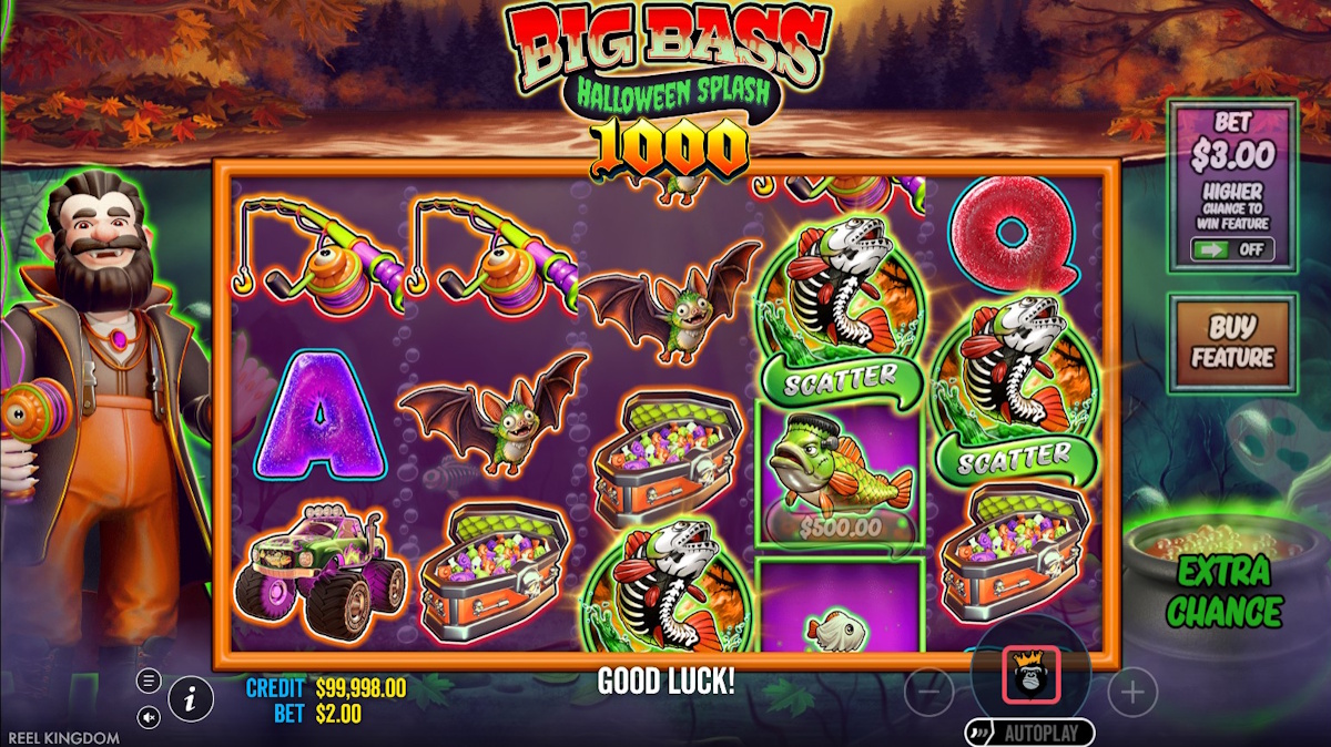 Juego base de Big Bass Halloween Splash 1000 de Pragmatic Play
