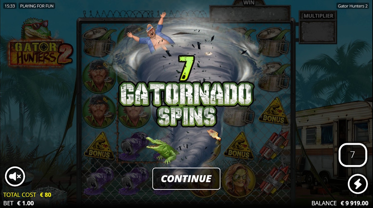 7 gatornado spins en Gator Hunters 2