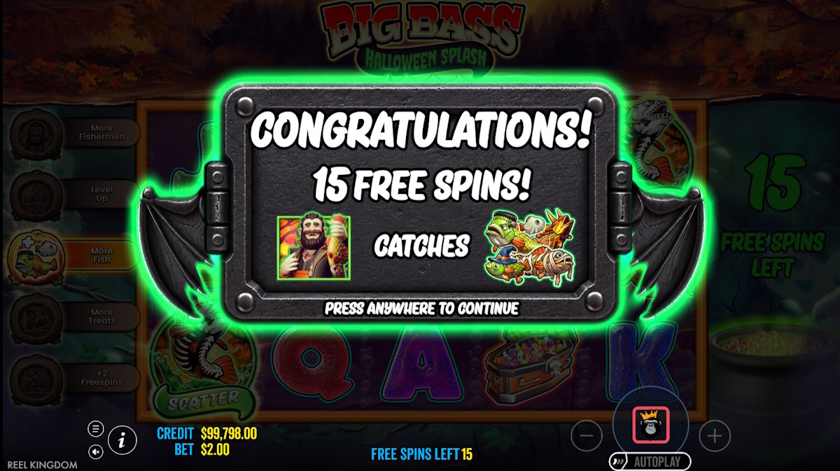 Tiradas gratis en Big Bass Halloween Splash 1000