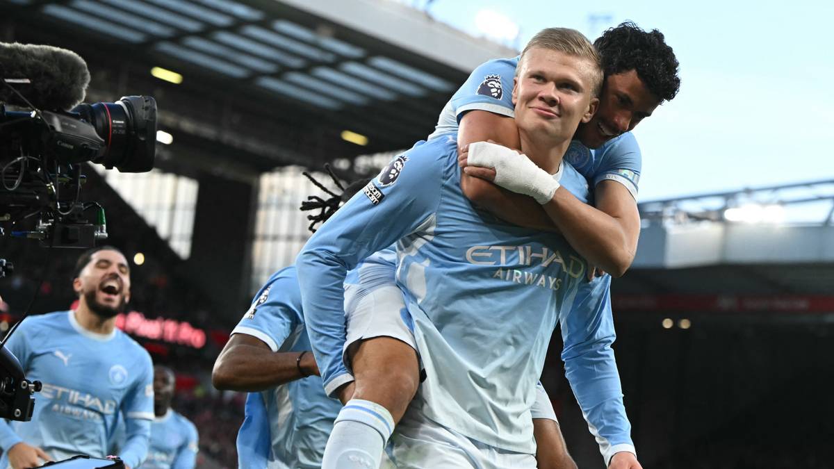 Erling Haaland durante un partido del Manchester City